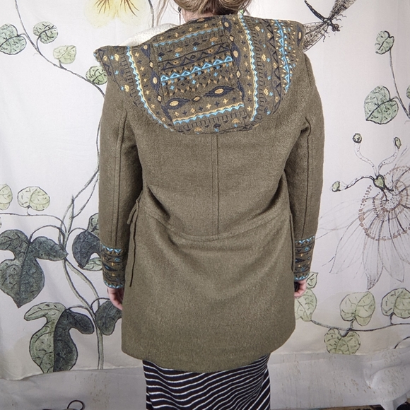 Cache Cache Coat Green Sherpa blue embroidered hooded s - Picture 11 of 11